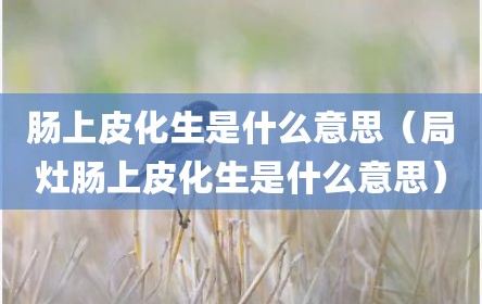 肠上皮化生是什么意思（局灶肠上皮化生是什么意思）