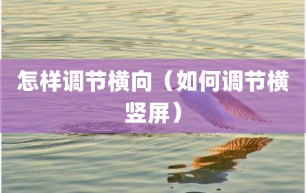 怎样调节横向（如何调节横竖屏）