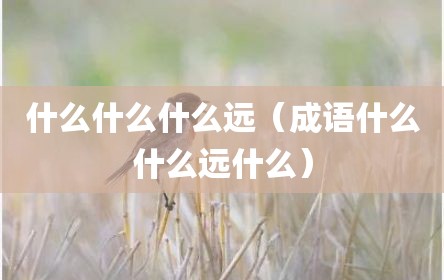 什么什么什么远（成语什么什么远什么）