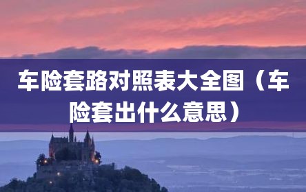 车险套路对照表大全图（车险套出什么意思）
