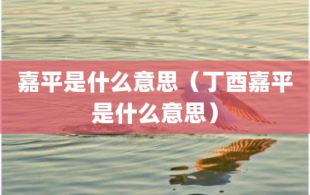 嘉平是什么意思（丁酉嘉平是什么意思）