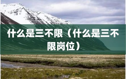 什么是三不限（什么是三不限岗位）