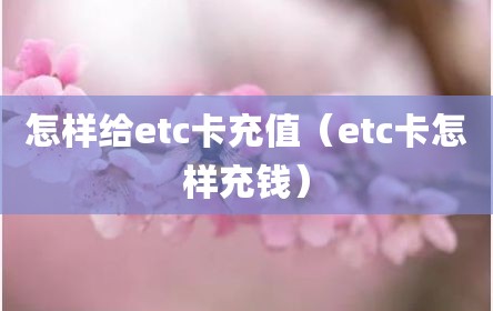 怎样给etc卡充值（etc卡怎样充钱）