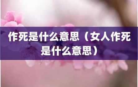 作死是什么意思（女人作死是什么意思）