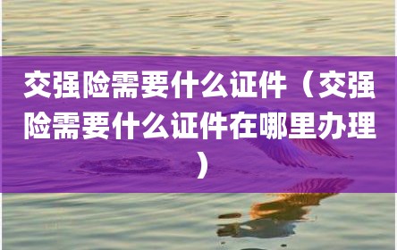 交强险需要什么证件（交强险需要什么证件在哪里办理）