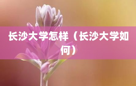 长沙大学怎样（长沙大学如何）