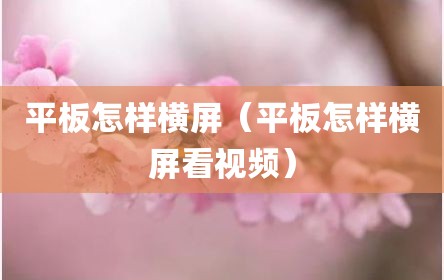 平板怎样横屏（平板怎样横屏看视频）