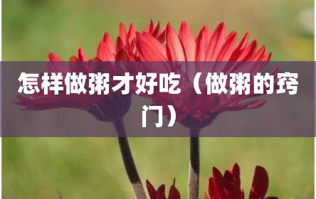 怎样做粥才好吃（做粥的窍门）