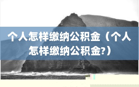 个人怎样缴纳公积金（个人怎样缴纳公积金?）