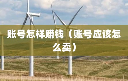 账号怎样赚钱（账号应该怎么卖）