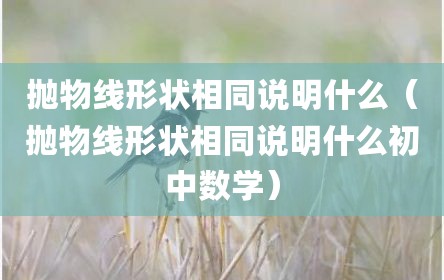 抛物线形状相同说明什么（抛物线形状相同说明什么初中数学）