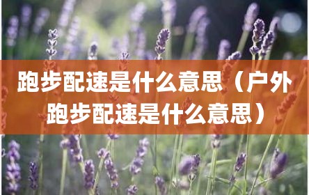 跑步配速是什么意思（户外跑步配速是什么意思）