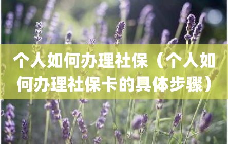个人如何办理社保（个人如何办理社保卡的具体步骤）