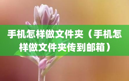 手机怎样做文件夹（手机怎样做文件夹传到邮箱）