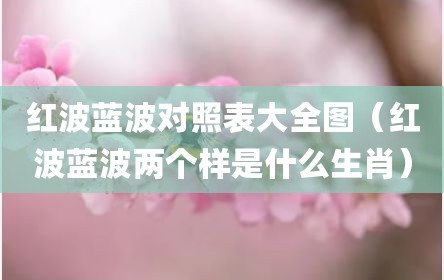 红波蓝波对照表大全图（红波蓝波两个样是什么生肖）