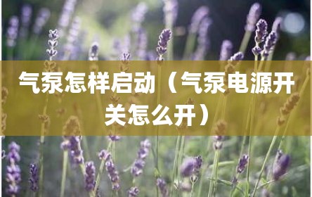 气泵怎样启动（气泵电源开关怎么开）