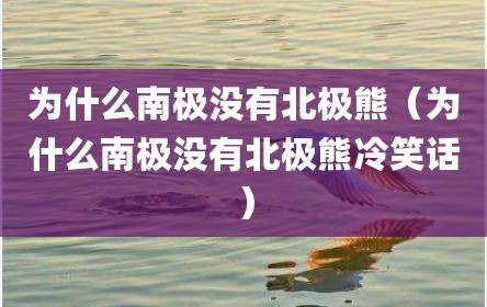 为什么南极没有北极熊（为什么南极没有北极熊冷笑话）