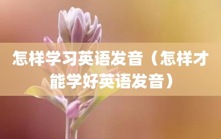 怎样学习英语发音（怎样才能学好英语发音）