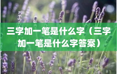 三字加一笔是什么字（三字加一笔是什么字答案）