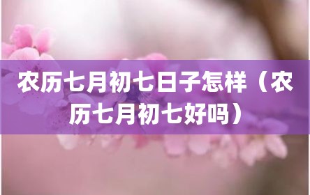 农历七月初七日子怎样（农历七月初七好吗）