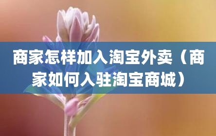 商家怎样加入淘宝外卖（商家如何入驻淘宝商城）