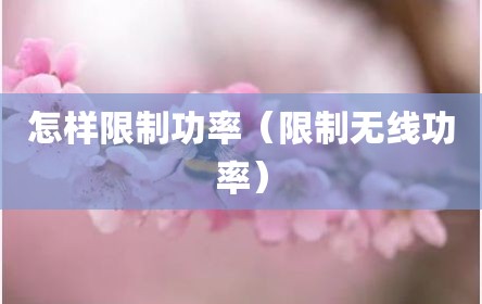 怎样限制功率（限制无线功率）