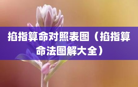 掐指算命对照表图（掐指算命法图解大全）