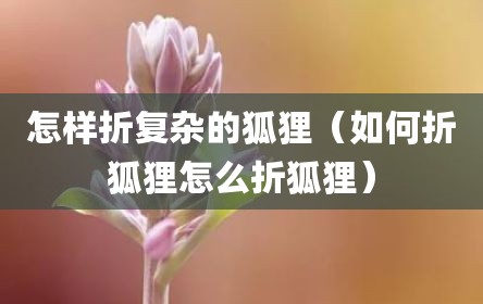 怎样折复杂的狐狸（如何折狐狸怎么折狐狸）