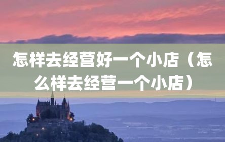 怎样去经营好一个小店（怎么样去经营一个小店）