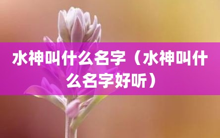 水神叫什么名字（水神叫什么名字好听）