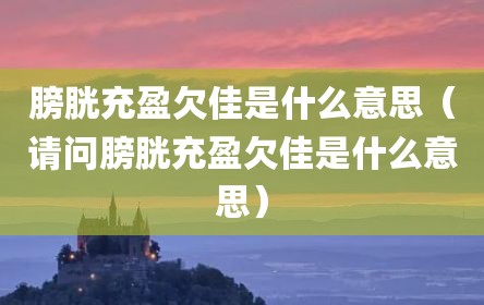膀胱充盈欠佳是什么意思（请问膀胱充盈欠佳是什么意思）