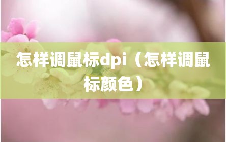 怎样调鼠标dpi（怎样调鼠标颜色）