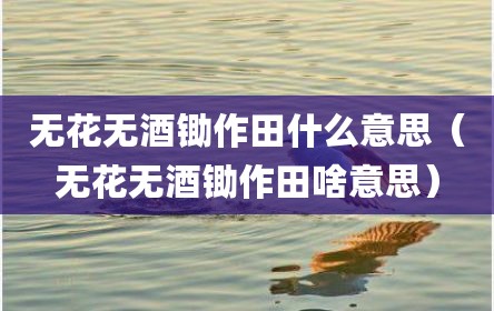 无花无酒锄作田什么意思（无花无酒锄作田啥意思）