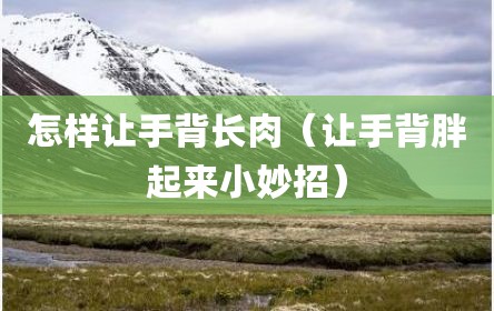 怎样让手背长肉（让手背胖起来小妙招）