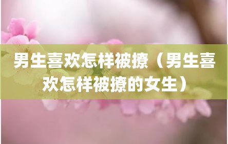 男生喜欢怎样被撩（男生喜欢怎样被撩的女生）