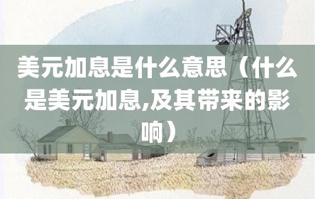 美元加息是什么意思（什么是美元加息,及其带来的影响）