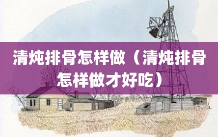 清炖排骨怎样做（清炖排骨怎样做才好吃）