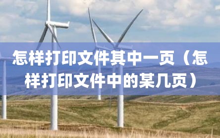 怎样打印文件其中一页（怎样打印文件中的某几页）