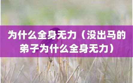 为什么全身无力（没出马的弟子为什么全身无力）