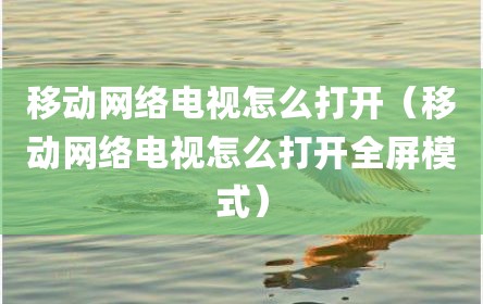 移动网络电视怎么打开（移动网络电视怎么打开全屏模式）