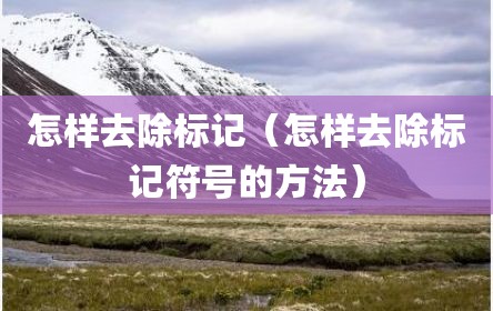 怎样去除标记（怎样去除标记符号的方法）