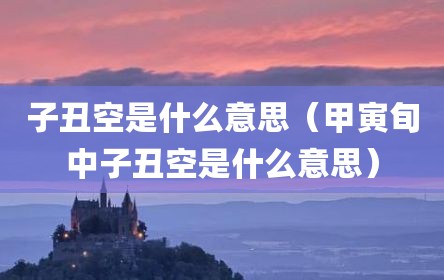 子丑空是什么意思（甲寅旬中子丑空是什么意思）