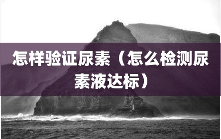 怎样验证尿素（怎么检测尿素液达标）