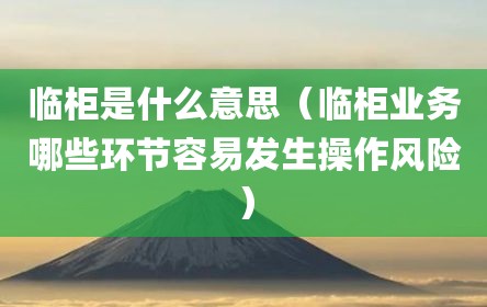 临柜是什么意思（临柜业务哪些环节容易发生操作风险）