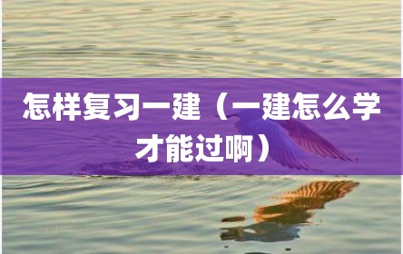 怎样复习一建（一建怎么学才能过啊）