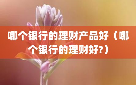 哪个银行的理财产品好（哪个银行的理财好?）