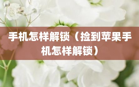 手机怎样解锁（捡到苹果手机怎样解锁）