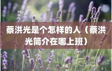 蔡洪光是个怎样的人（蔡洪光简介在哪上班）