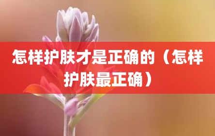 怎样护肤才是正确的（怎样护肤最正确）