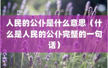 人民的公仆是什么意思（什么是人民的公仆完整的一句话）